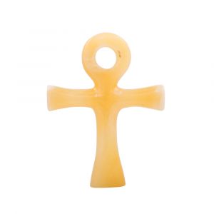 White Macaroon Ankh Handmade of Alabaster, Egyptian Ankh