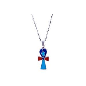 Gemstones, sterling silver Egyptian Ankh Necklace