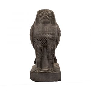 Front Image of the falcon Statue handmade of grey basalt stones, The Falcon Statues For Sale 