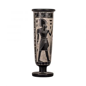 Egyptian Vase For Sale Handmade of Black Basalt, Ornamented With The Egyptian Hieroglyphics