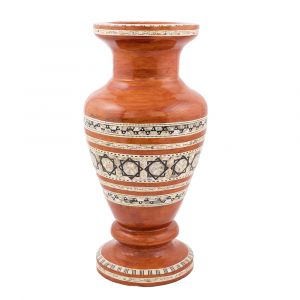 Mahogany handmade Vase, inlaid with mother of pearls, Rustic wood Vase