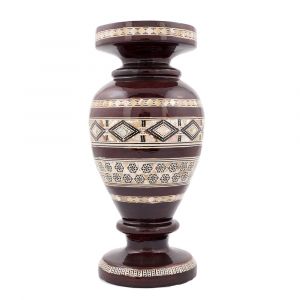 Islamic Arabesque Wood Vase inlaid with Mother-of-pearls, Wooden Vase