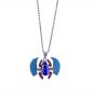 Silver sterling Necklace with a pendant of the Egyptian Winged Scarab hand-adorned with Semi-precious stones of Blue Lips, Coral and Red Coral