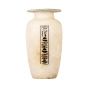 Backside image of a white alabaster stone Vase handmade with the engraves of Hieroglyphic letters, white marble vase