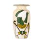 White Marble Alabaster vase handmade featuring Osiris God figure, White Marble Vase