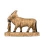 A right side pose of the Hathor Sculpture in the form of a cow body, handmade of limestone and finished with neutral beige color 