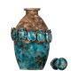 Decorative Essential Oil Diffuser in a vintage style with Ancient Egyptian Scarabs adorned in turquoise color with a lid