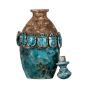 Decorative Essential Oil Diffuser in a vintage style with Ancient Egyptian Scarabs adorned in turquoise color with opened lid