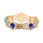 Egyptian Scarab 18K Gold Bracelet, hand-inlaid with Semi Precious Stones, Stone Scarab Bracelet