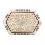 Different shaped mother of pearl inlaid in beautiful geometrical floral patterns, Hexagonal Wooden Box