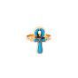 18k Gold handmade Turquoise inlaid Key of life Ring, Gold Ankh Ring