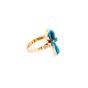 18k Gold handmade Turquoise inlaid Key of life Ring, Gold Ankh Ring