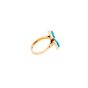 18k Gold handmade Turquoise inlaid Key of life Ring, Gold Ankh Ring