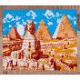 Egyptian handmade papyrus portrait represents The Sphinx and The Great Pyramids