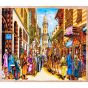 Rotyal handmade papyrus with a gouache painting with Al-Moez Street daily life, Al Moez Street