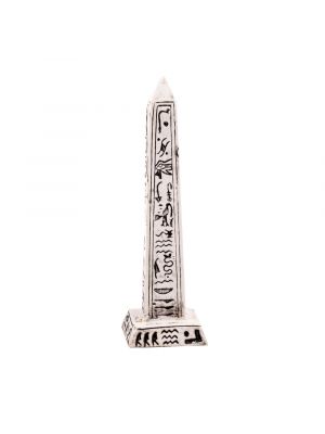 White alabaster ancient Egyptian Obelisk decoration, embellished with Hieroglyphic letters, Egyptian Obelisk