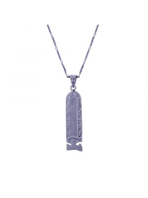 Personalized Silver cartouche Necklace with your name letters in Hieroglyphics, Ankh Necklace