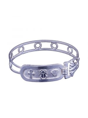 Sterling silver handmade bracelet adorned with Ancient Egyotian symbols, Silver Lotus Bracelet