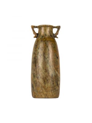 Green Alabaster Vase handmade with two-handles, Amphora Vase