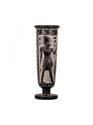 Egyptian Vase For Sale Handmade of Black Basalt, Ornamented With The Egyptian Hieroglyphics