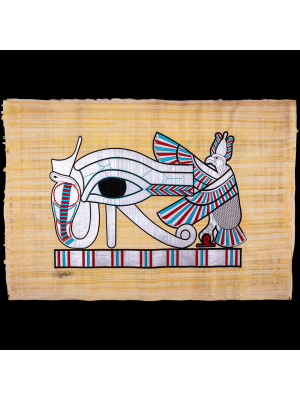 Royal handmade Egyptian Papyrus, hand-embroidered with the Wadjet eye of Horus God, Wedjat 