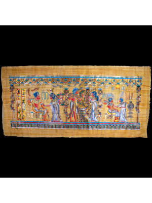 Royal Papyrus Portrait of King Tutankhamen’s marriage ceremony in the presence of the Sun God Re'.