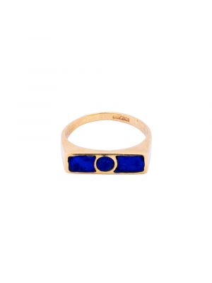 Handmade 18K Gold Inlaid with Semi-precious stones Unisex Ring, Lapis Ring