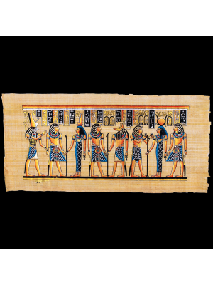  King Ramesses II Offerings Scene, Hand-painted with Gouache Colors, Egyptian Papyrus Paintings for sale