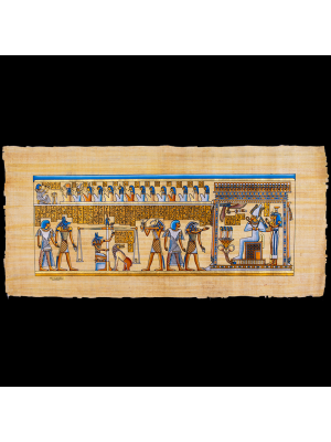 Rare Royal Papyrus Portrait of the judgment scene at the court of Osiris.