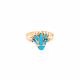 Semi Precious Turquoise Stone Adorned Gold lotus Flower Ring, Lotus Ring Gold