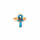 18k Gold handmade Turquoise inlaid Key of life Ring, Gold Ankh Ring