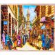 Rotyal handmade papyrus with a gouache painting with Al-Moez Street daily life, Al Moez Street