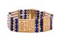 Pharaonic Designed Hand-Bracelet handmade of 18K Gold and inlaid with semi-precious stone, Lapis Gold Bracelet