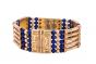 Pharaonic Designed Hand-Bracelet handmade of 18K Gold and inlaid with semi-precious stone, Lapis Gold Bracelet