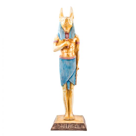 Colorful Alabaster handmade Anubis God Statue, Egyptian Dog Statue