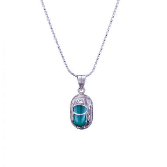 Emerald Scarab Pendant With Chain | Scarab Necklace