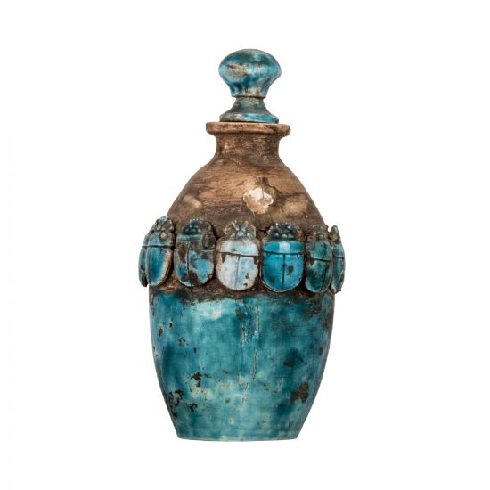 Decorative Essential Oil Diffuser in a vintage style with Ancient Egyptian Scarabs adorned in turquoise color