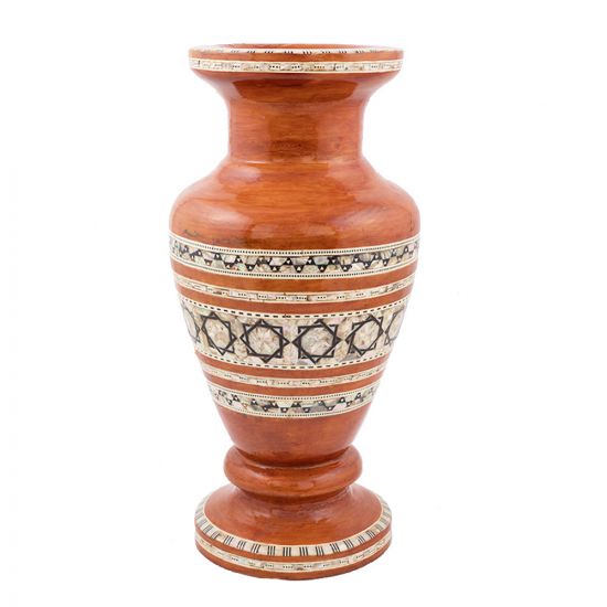 Mahogany handmade Vase, inlaid with mother of pearls, Rustic wood Vase