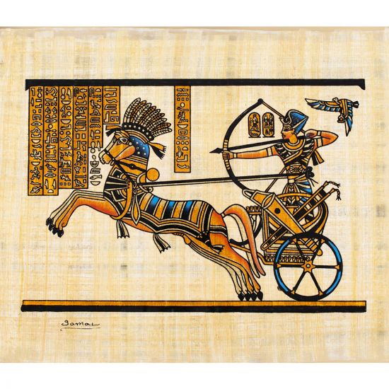 Masterpiece Egyptian papyrus portrait of the Royal Chariot of Ahmose