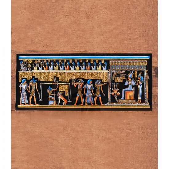 Ancient Egyptian Handmade papyrus Portrait shows the scene of Osiris court 