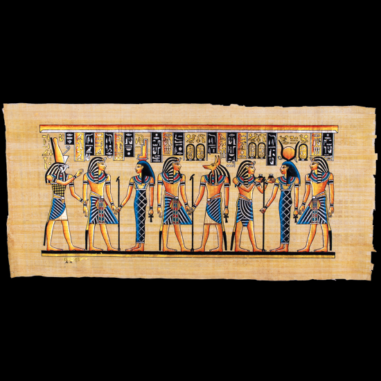  King Ramesses II Offerings Scene, Hand-painted with Gouache Colors, Egyptian Papyrus Paintings for sale